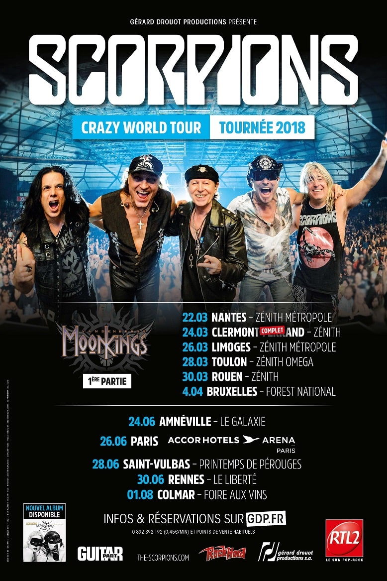 SCORPIONS en tournée en France 3 dates supplémentaires! Paris Move