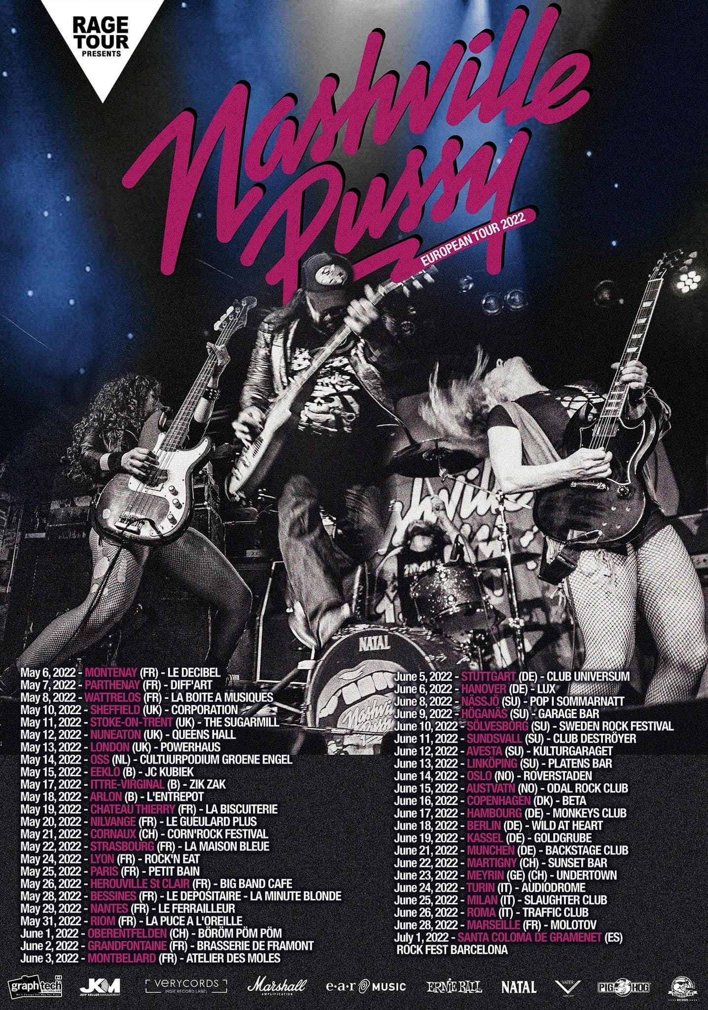 NASHVILLE PUSSY 2022 EUROPE TOUR DATES