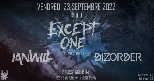 EXCEPT ONE: Release Party le 23 septembre à Paris
